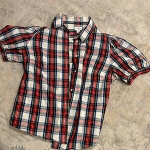 J Crew preppy plaid button up blouse